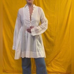 Sheer cotton tunic with empire waist